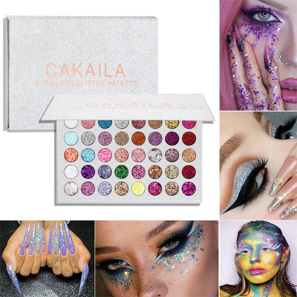 CAKAILA  40 Colors Eye Shadow Gold Powder Glitter Curry Cream Diamond Glitter Eyeshadow Palette